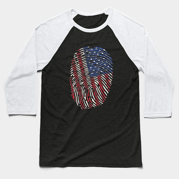 American Flag Fingerprint Baseball T-Shirt by I AM THE STORM